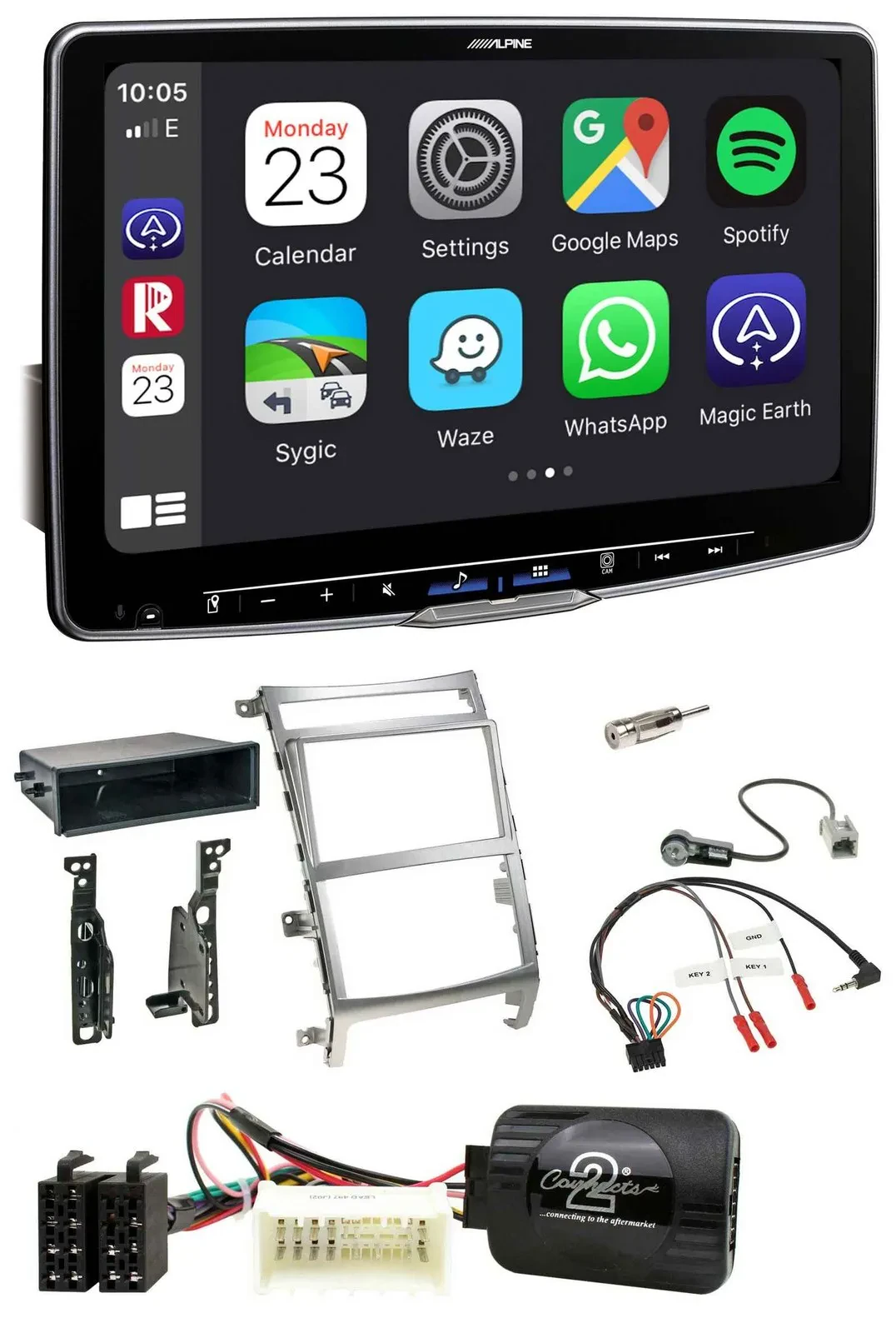 Alpine Lenkrad USB Bluetooth DAB Autoradio für Hyundai IX55 2009-2012 silber