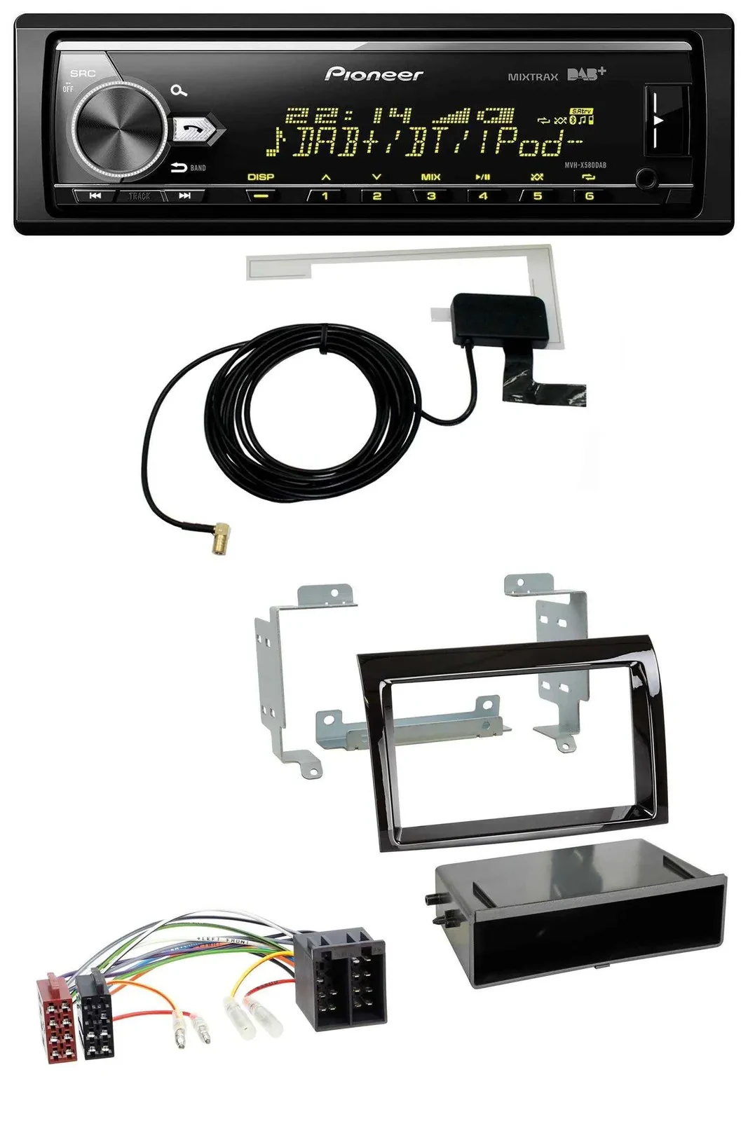 Автомагнитола для Fiat Ducato (2006–2010) Pioneer Bluetooth, DAB, USB, MP3, черный глянец