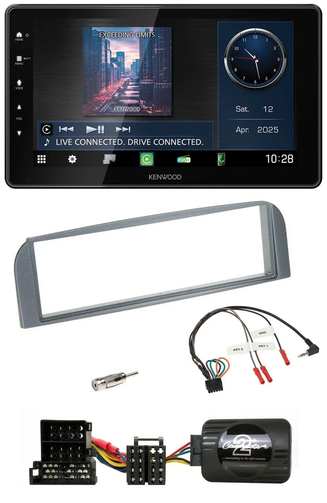 Kenwood Lenkrad Bluetooth USB DAB Autoradio für Alfa 147 GT anthrazit