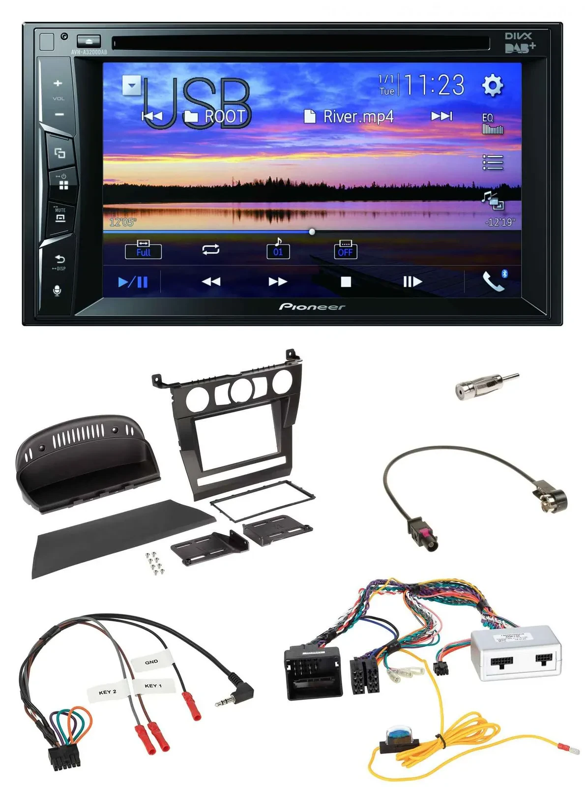 Pioneer Bluetooth 2DIN USB DVD DAB Lenkrad Autoradio für BMW 5er 2007 E60 ohne i