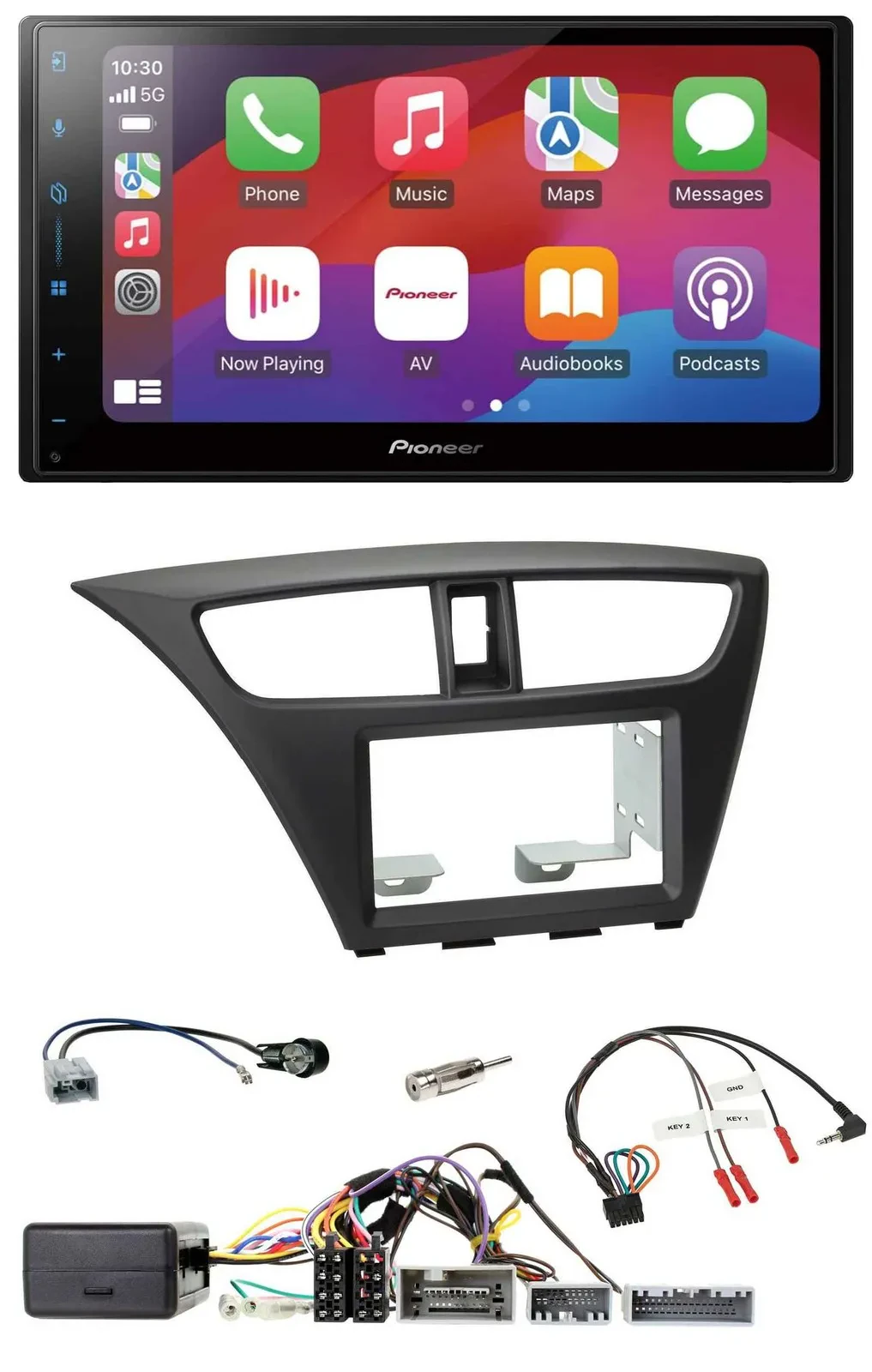 Автомагнитола Pioneer 2DIN, DAB, Bluetooth, USB, для Honda Civic (с 2012), чёрный