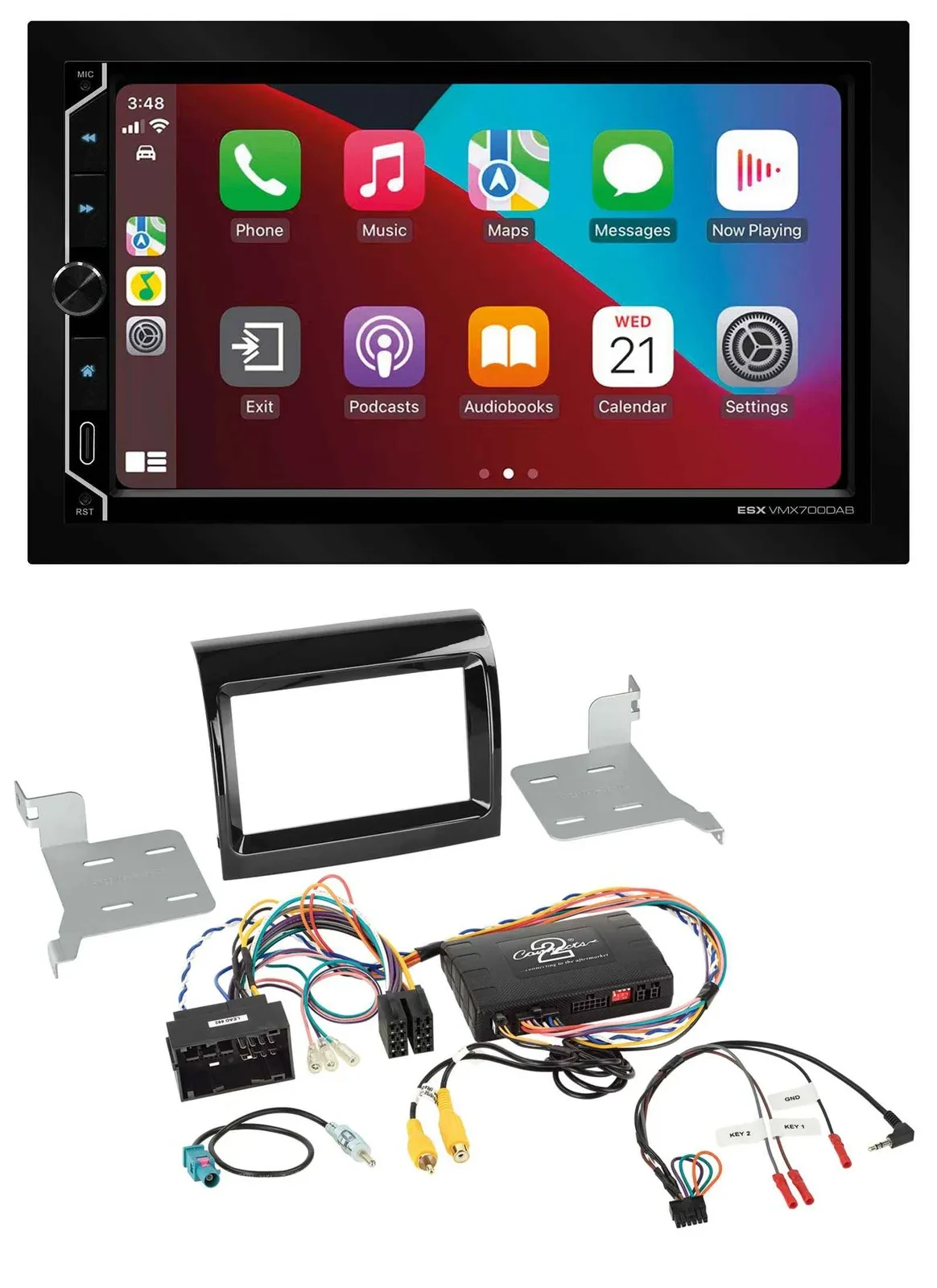 ESX 2DIN DAB USB Lenkrad Bluetooth Autoradio für Fiat Citroen Peugeot Infoadapte
