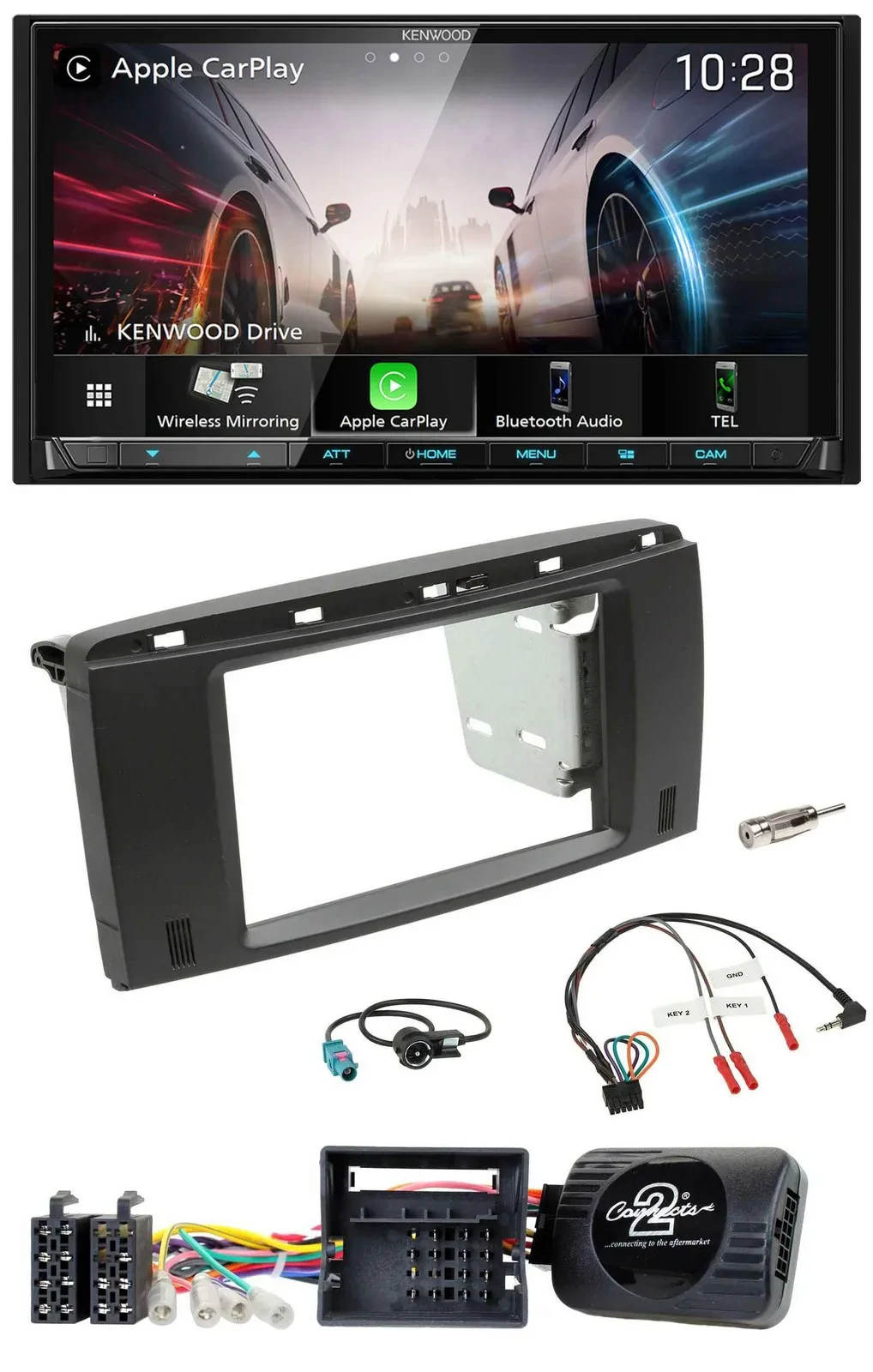 Kenwood Lenkrad 2DIN USB DAB Bluetooth Autoradio für Mercedes R-Klasse 2006-2012