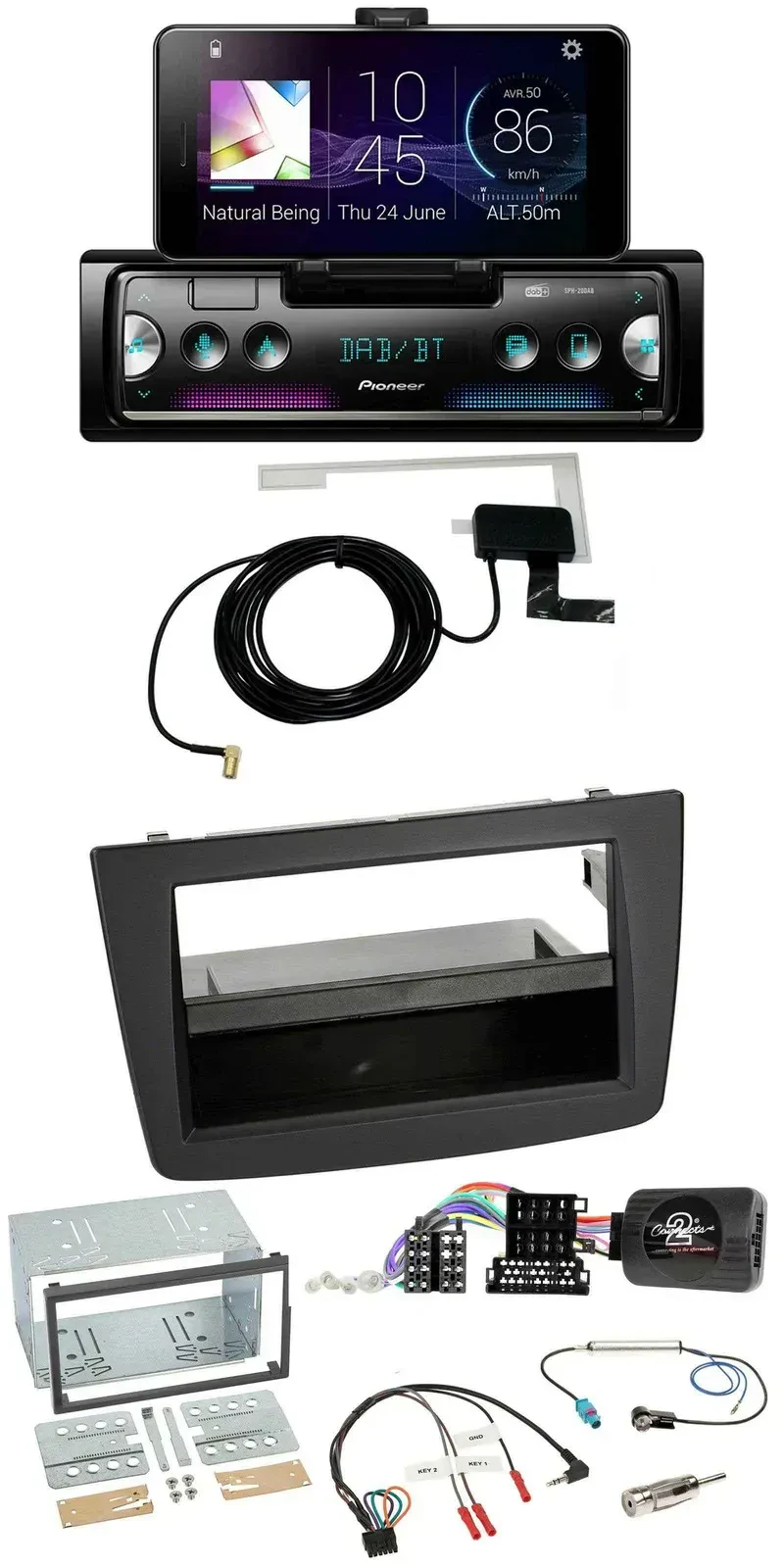 Автомагнитола Pioneer DAB, Bluetooth, USB для Alfa Romeo Mito 2008–2014, черная