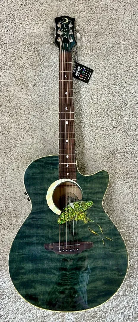 Luna Fauna Series Luna Moth Folk Size Acoustic-Electric Guitar - B stock
