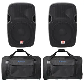 (2) Rockville SPGN128 12" 2400W DJ PA Speakers 8-Ohm+Weatherproof Speaker Bags