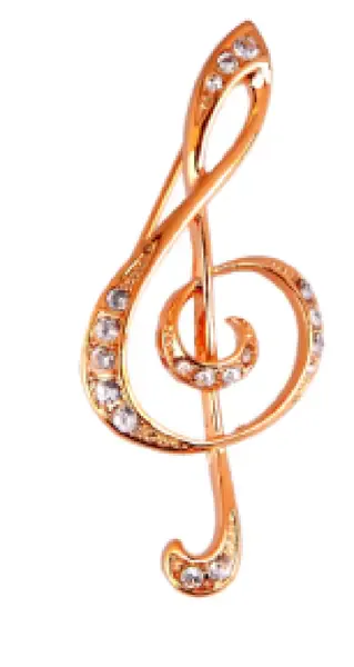 Брошь Rin HY-B018 Gold Скрипичный ключ