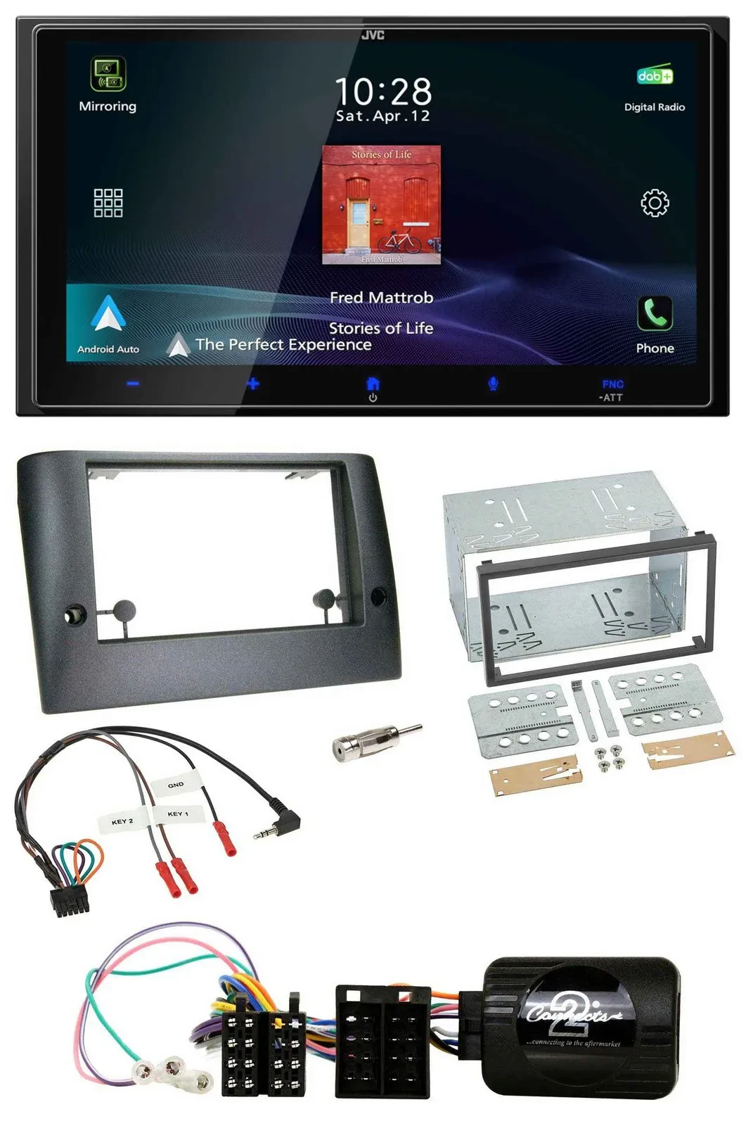 JVC USB Bluetooth 2DIN DAB Lenkrad Autoradio für Fiat Stilo 2005-2007