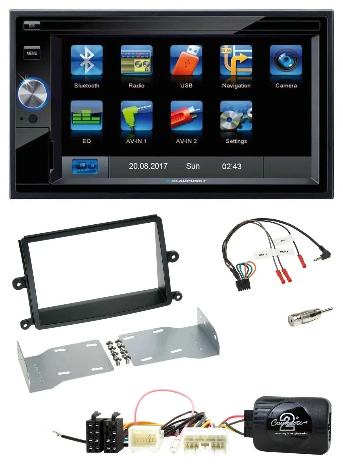 Blaupunkt 2DIN Bluetooth TMC USB Lenkrad SD Navigation für Mitsubishi L200 06-15