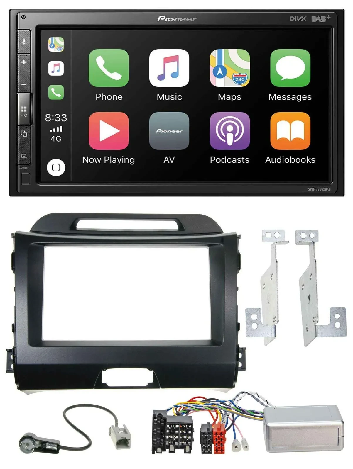 Pioneer USB Lenkrad DAB 2DIN Bluetooth Autoradio für Kia Sportage III 10-15 schw