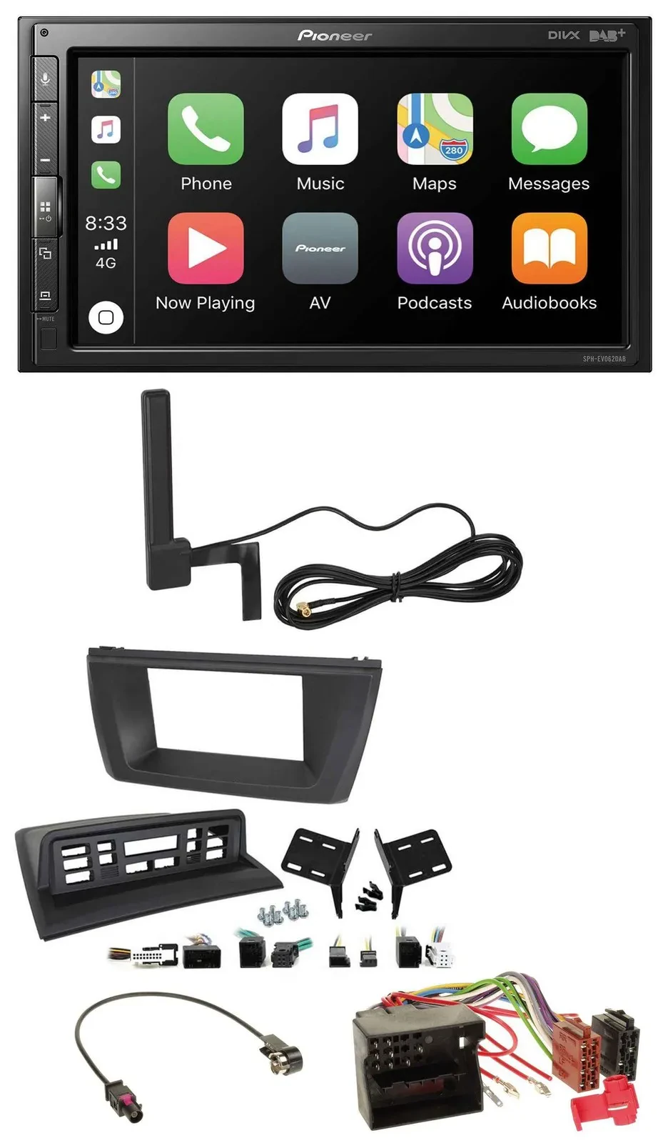 Pioneer USB 2DIN Bluetooth DAB MP3 Autoradio für BMW X3 E83 2004-2010 mittig