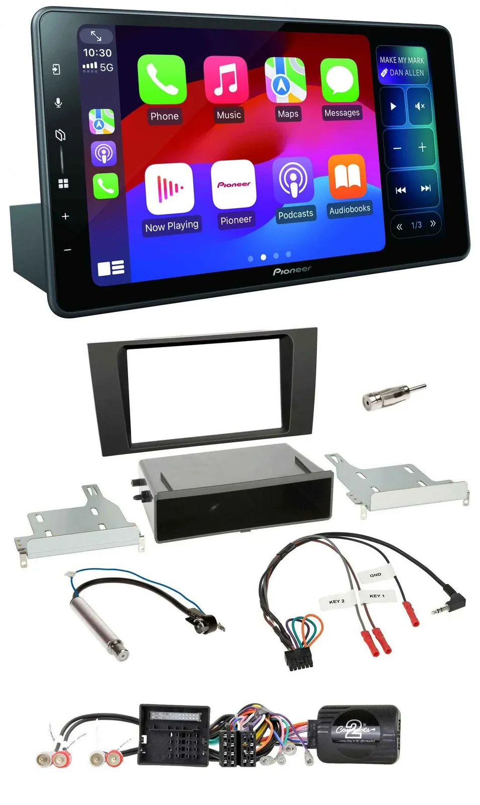 Автомагнитола для Audi A4 (2000–2001) Pioneer Bluetooth, DAB, USB, поддержка кнопок на руле