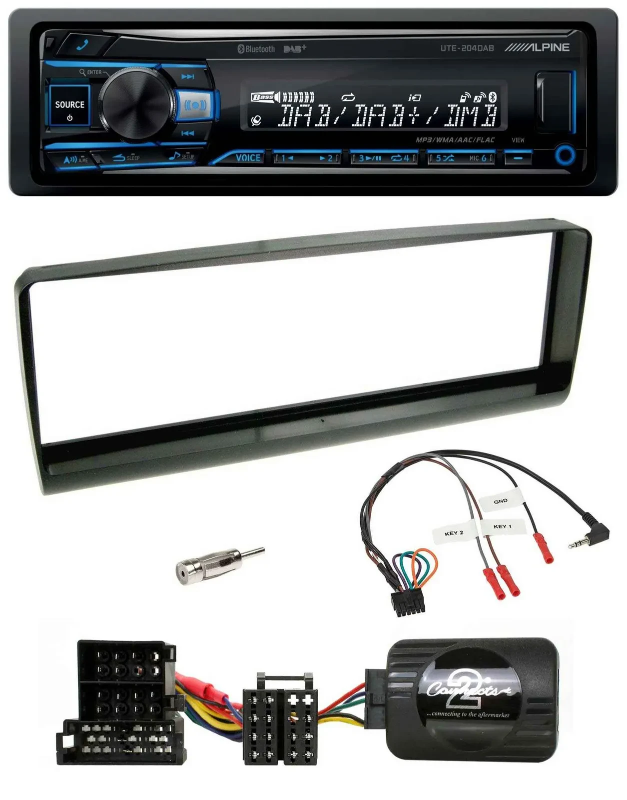 Alpine USB Bluetooth DAB Lenkrad Autoradio für Alfa Romeo 156 00-01 schwarz