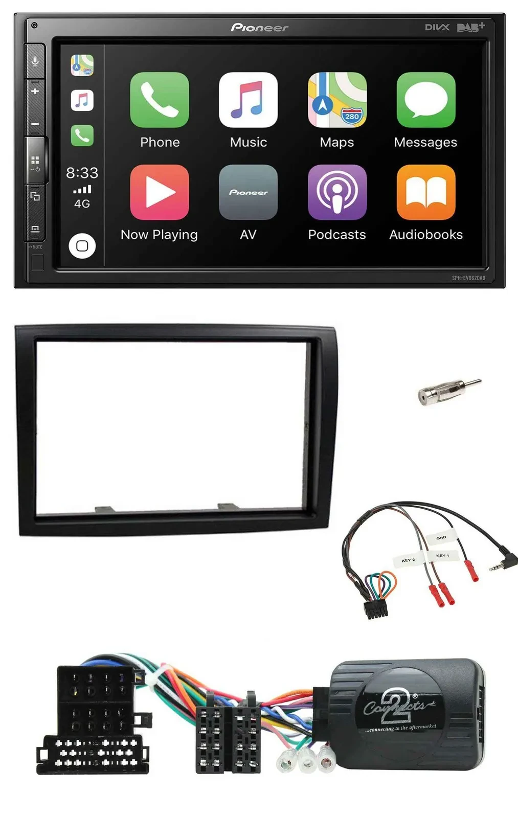 Автомагнитола для Citroen Jumper 2008–2011 Pioneer 2-DIN, DAB, Bluetooth, USB, поддержка управления на руле