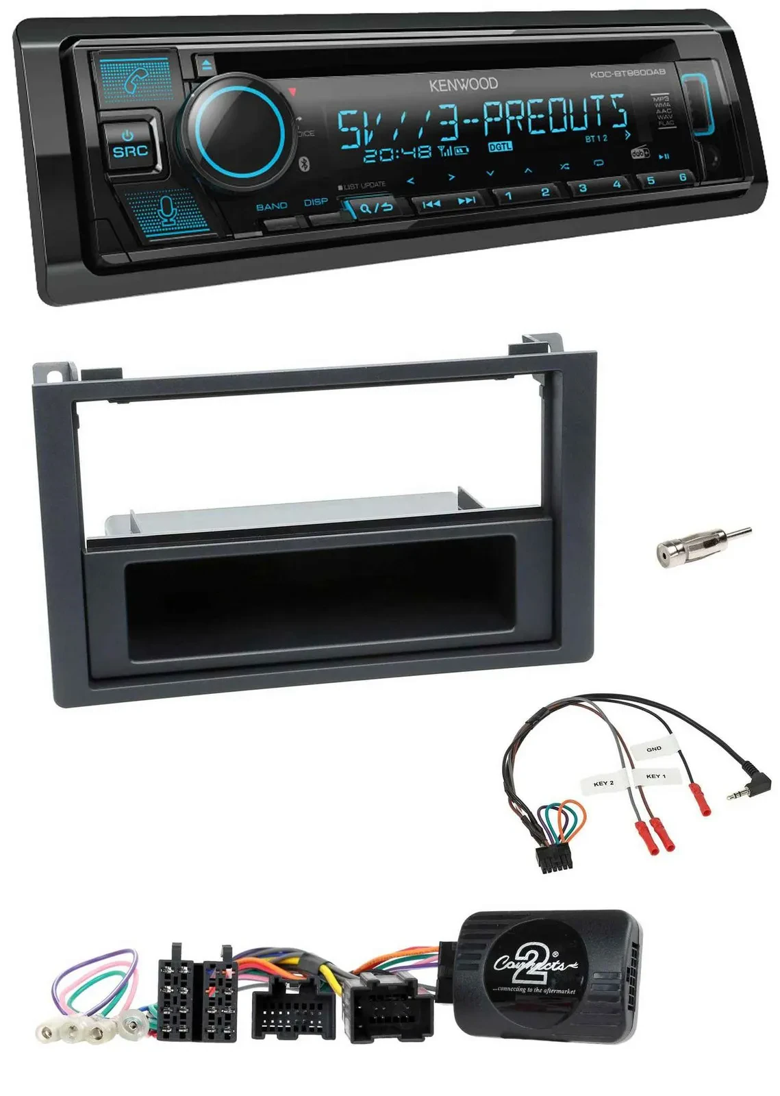 Kenwood Bluetooth USB CD Lenkrad DAB Autoradio für Saab 9.3 (ab 2008)