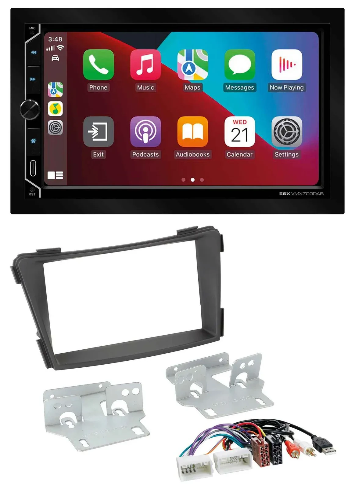 Автомагнитола ESX 2DIN, DAB, USB, MP3, для Hyundai i40 (с 2011), черная, Bluetooth, AUX