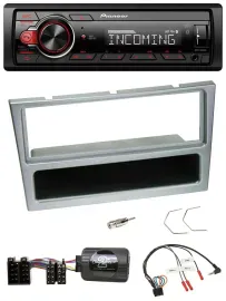 Автомагнитола Pioneer Bluetooth USB DAB, совместима с Opel Corsa C (2000–2004), серебристая, с поддержкой управления на руле