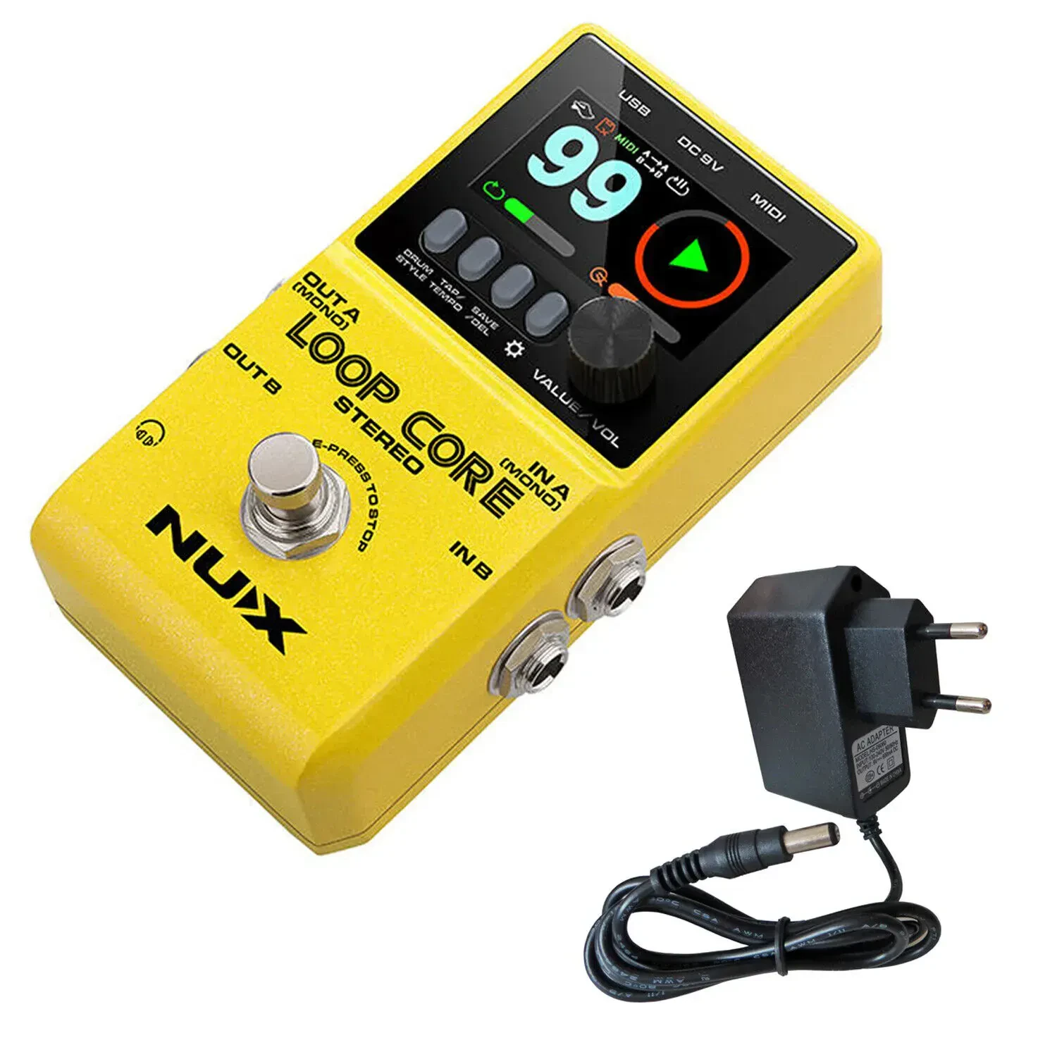 Педаль эффектов для электрогитары Nux Loop Core Stereo Looper с блоком питания