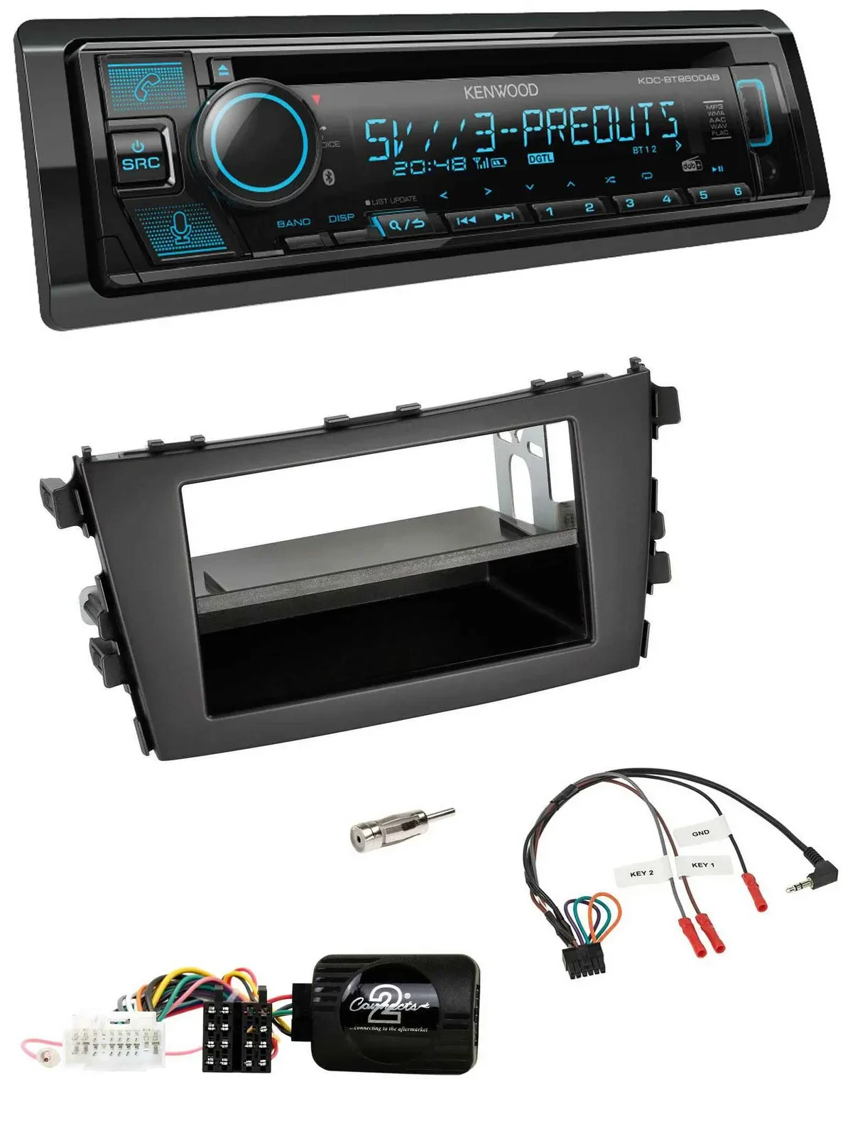 Автомагнитола для Suzuki Celerio LF (с 2014) Kenwood Bluetooth, USB, CD, DAB, поддержка управления с руля