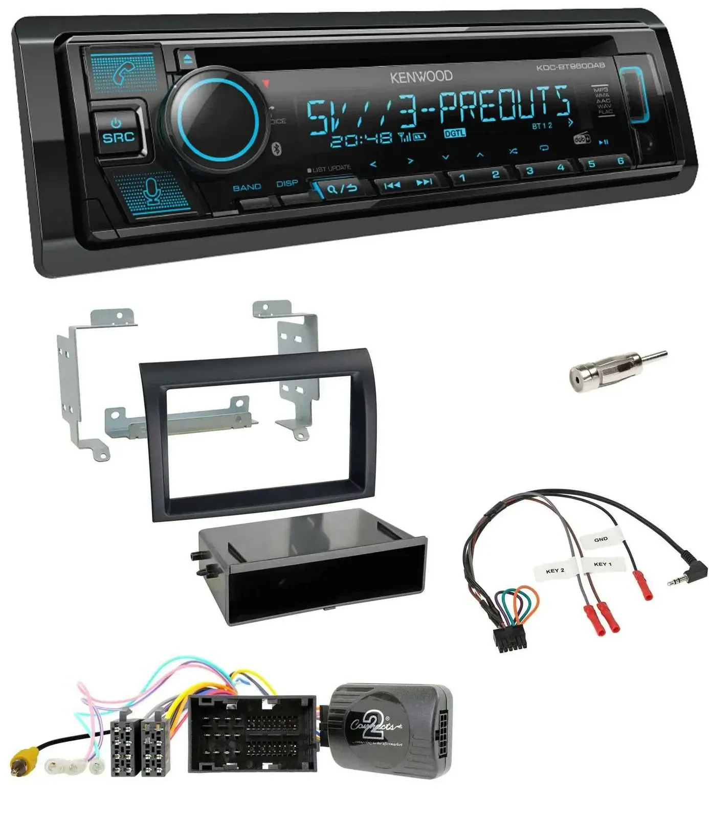 Автомагнитола для Citroen Jumper (с 2014) Kenwood Bluetooth USB CD DAB с управлением на руле