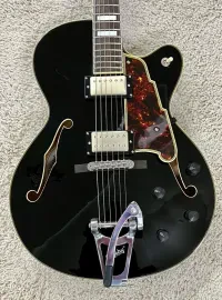 D'Angelico Excel EX-175 Electric Guitar with Bigsby in Black Model DAE175SBKCB