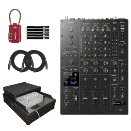 AlphaTheta DJM-V5 3-Channel DJ Mixer with Black Case with Laptop Shelf