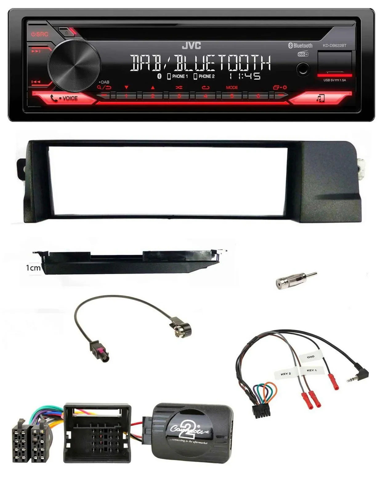 JVC CD DAB USB Bluetooth Lenkrad Autoradio für BMW 3er E46 Profi 2001-2007