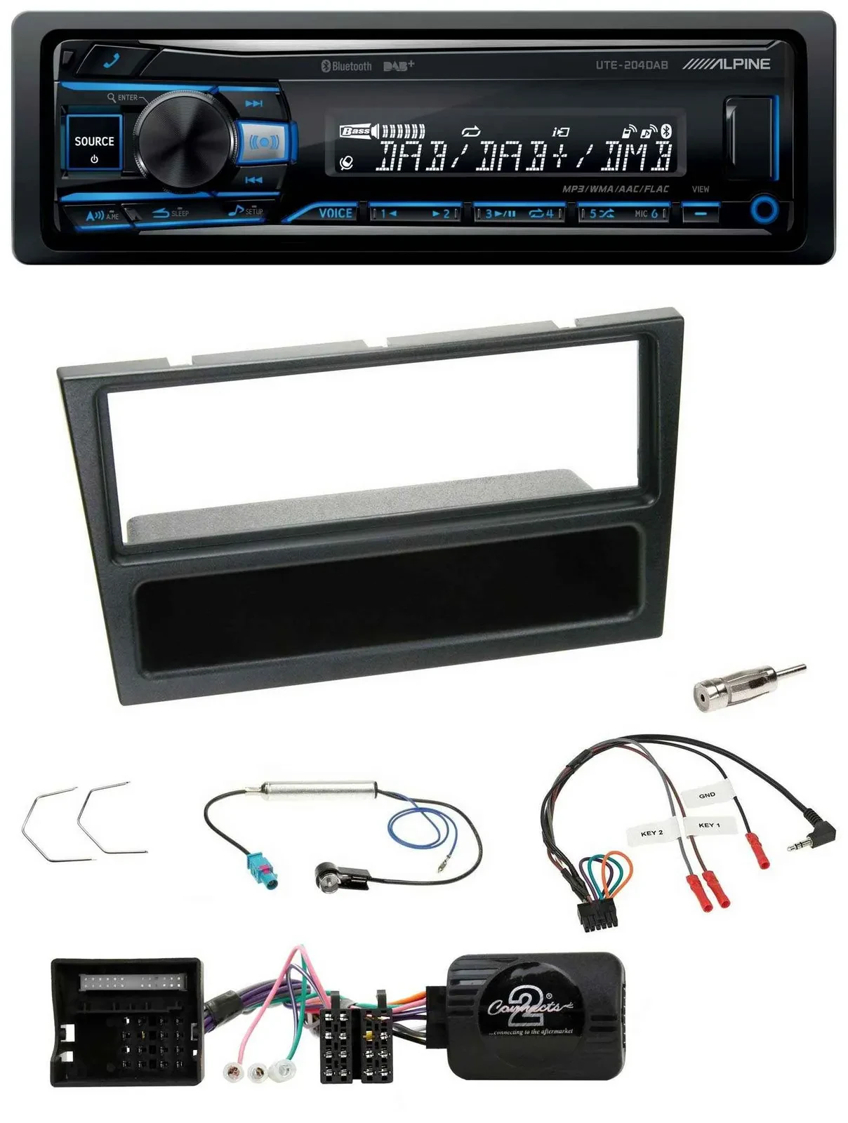 Alpine USB Bluetooth DAB Lenkrad Autoradio für Opel Corsa C 2004-2006 schwarz