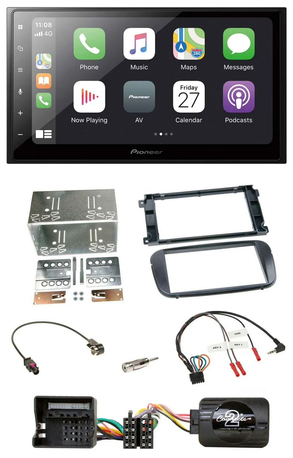 Автомагнитола Pioneer 2DIN Bluetooth DAB USB для Ford S‑Max/Mondeo (2007–2014) с поддержкой управления с руля