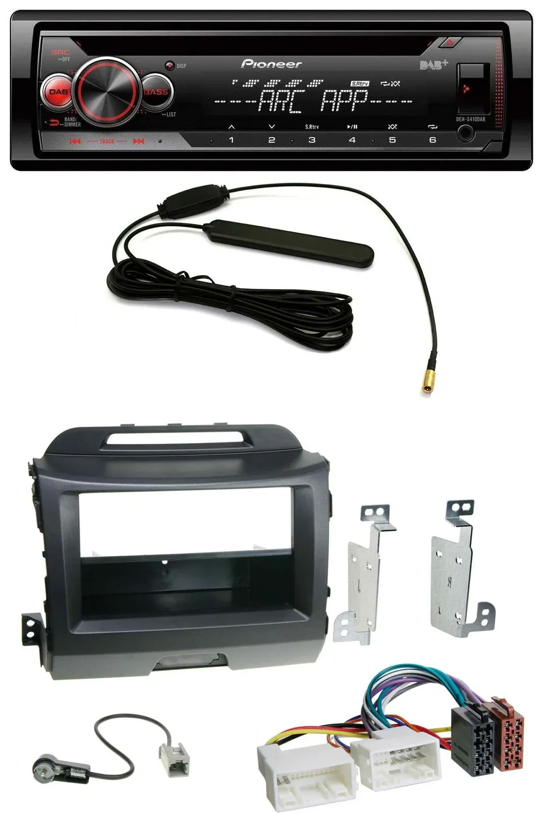 Pioneer CD USB AUX DAB MP3 Autoradio für Kia Sportage 3 SL 10-15 schwarz