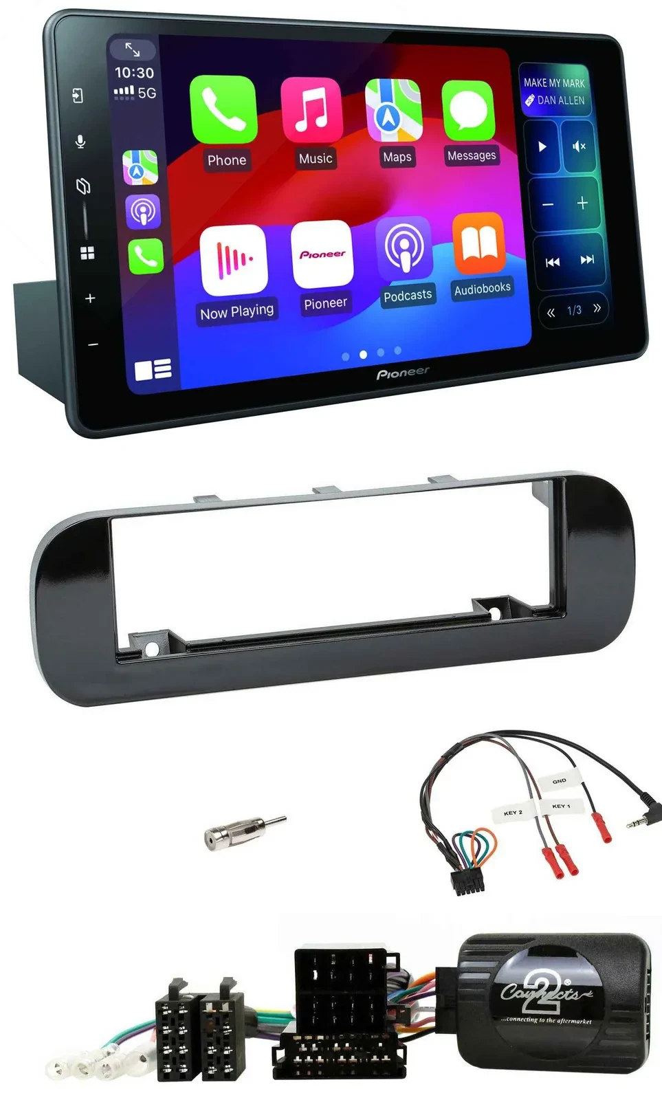 Автомагнитола для Fiat Panda (2012–2020) Pioneer Bluetooth, DAB, USB, черный глянец