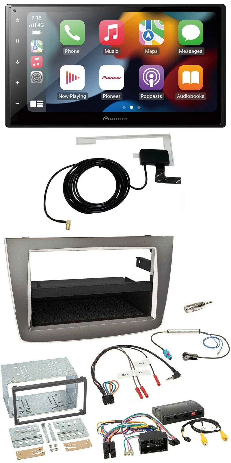 Pioneer Lenkrad USB Bluetooth DAB 2DIN Autoradio für Alfa Romeo Mito silber 14-1