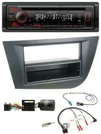 Автомагнитола Kenwood CD, USB, Bluetooth, DAB для Seat Leon 2005–2010, черный
