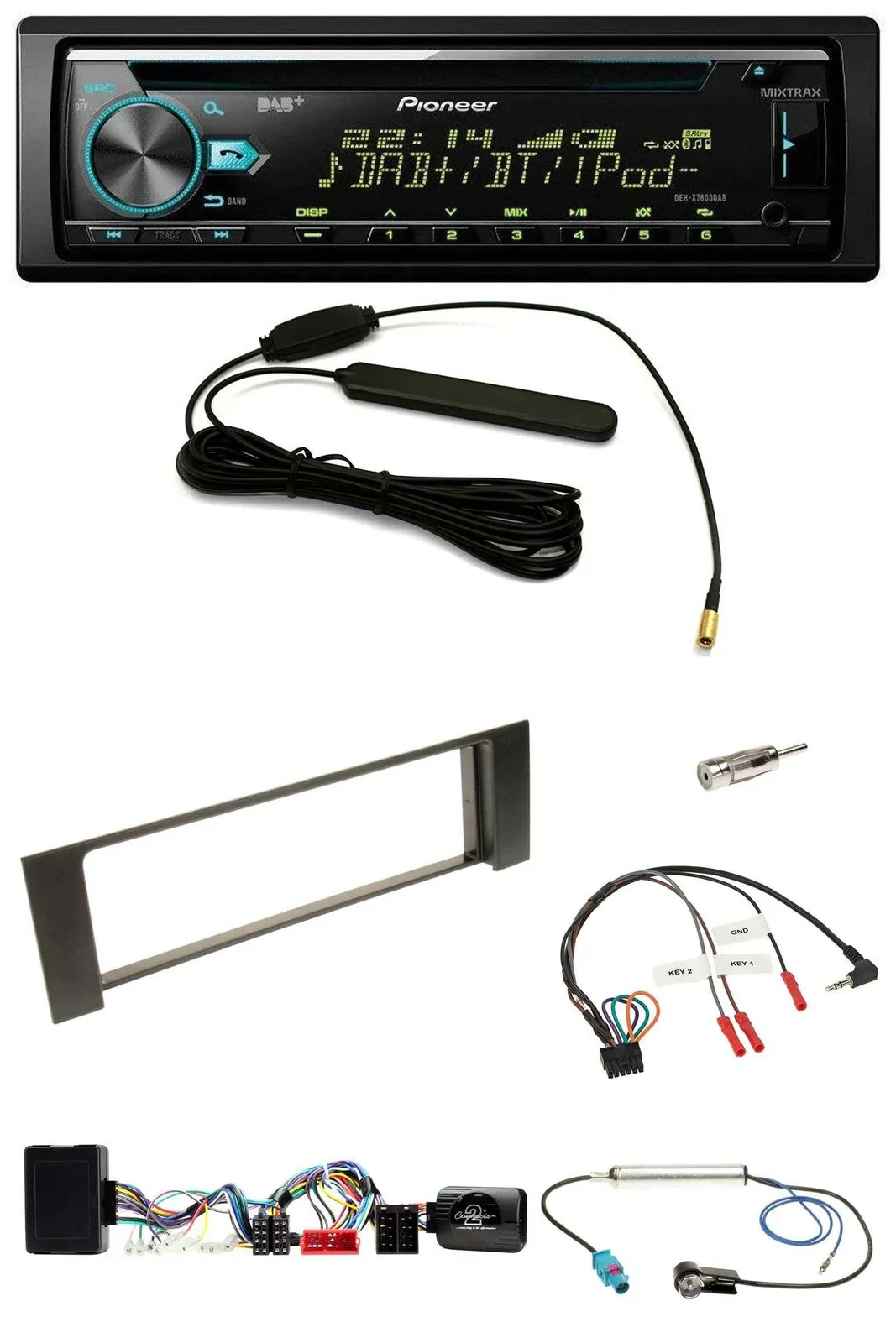 Автомагнитола для Audi A4 B6 (2000–2004) Pioneer CD/MP3, DAB, USB, поддержка управления с руля, совместима с Bose Vollaktivsystem