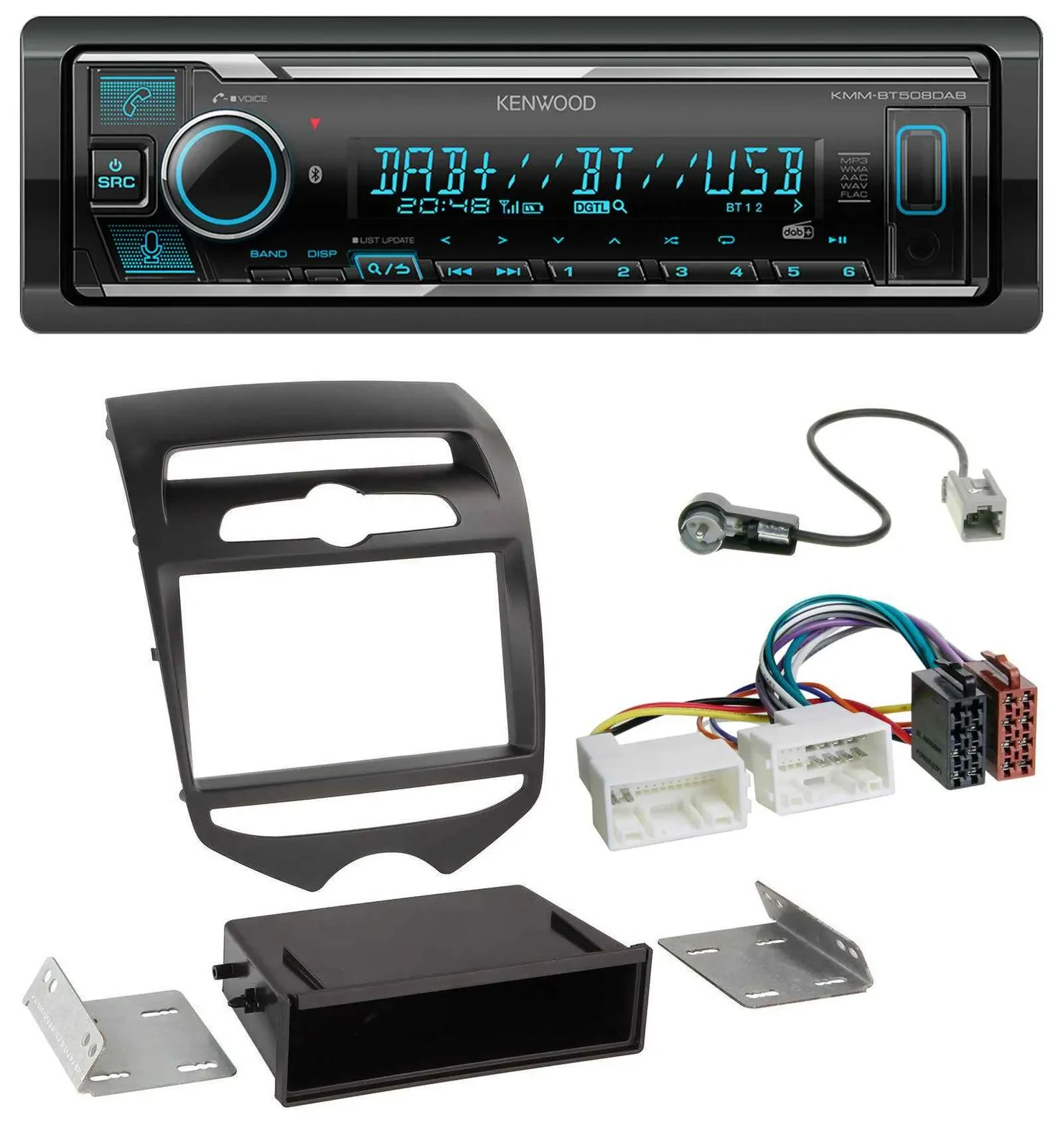 Kenwood Bluetooth MP3 DAB USB Autoradio für Hyundai ix20 (ab 10) man. Klima