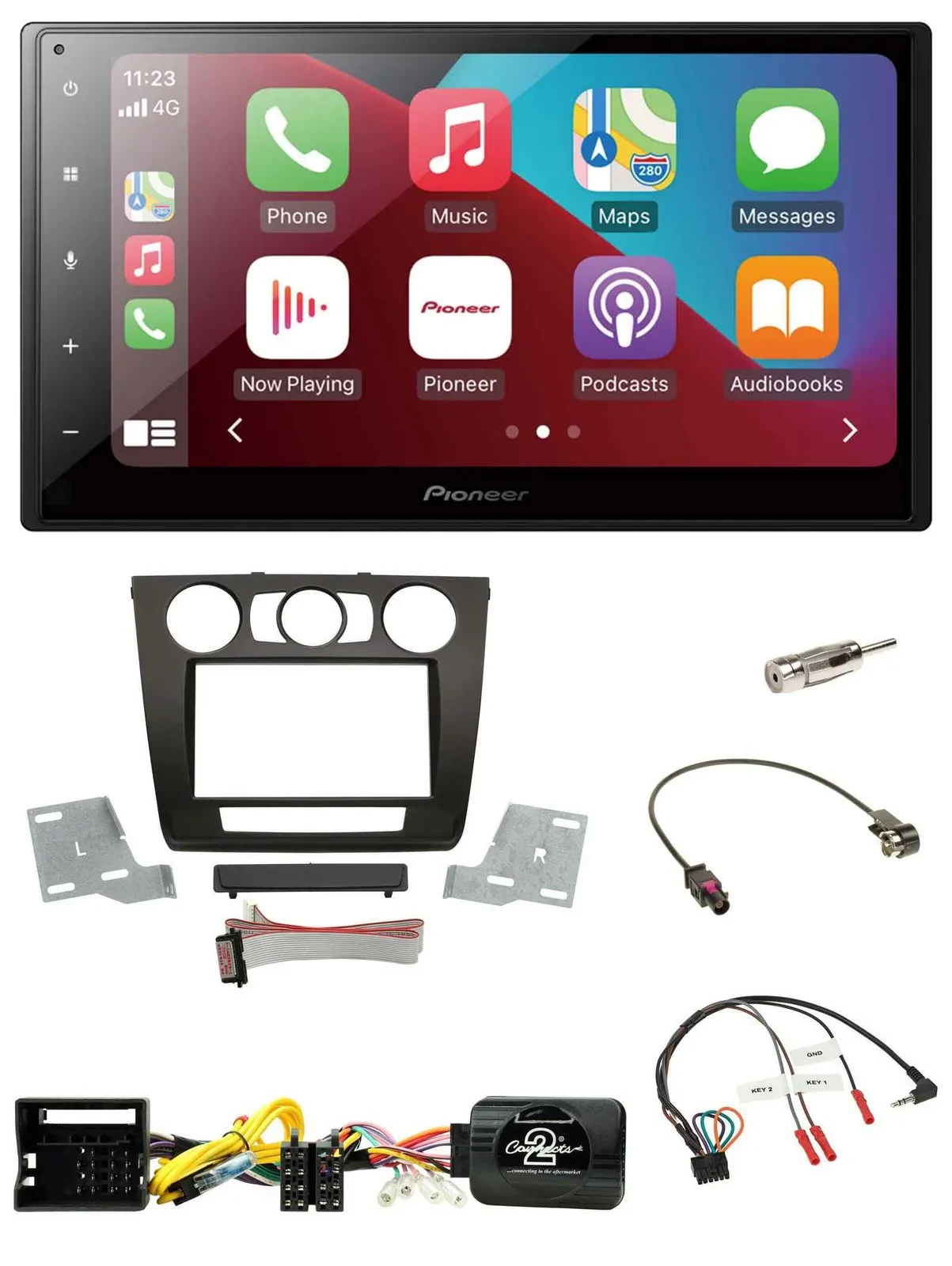 Автомагнитола для BMW 1 Series E87/E88 Pioneer 2DIN, DAB, Bluetooth, USB (ручной климат-контроль)