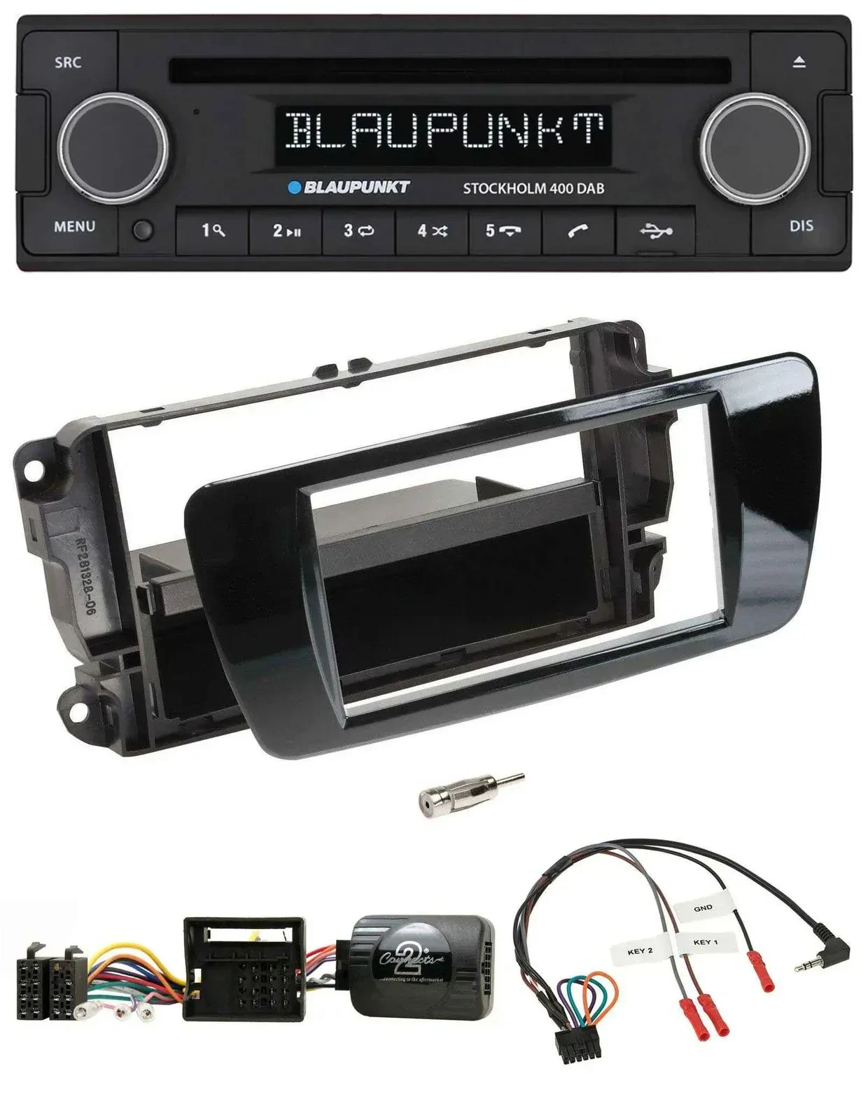 Blaupunkt Lenkrad Bluetooth DAB CD USB Autoradio für Seat Ibiza Klavierlack schw