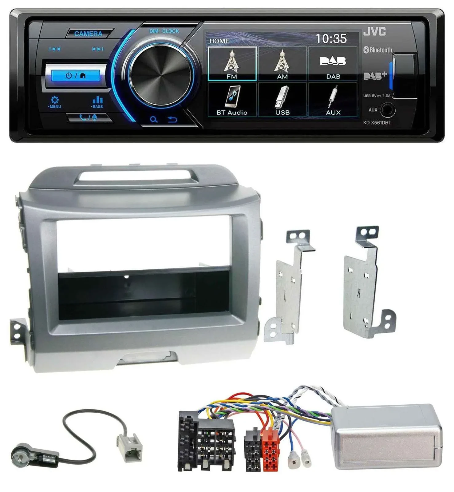 JVC Bluetooth Lenkrad USB DAB Autoradio für Kia Sportage 3 2010-15 silber