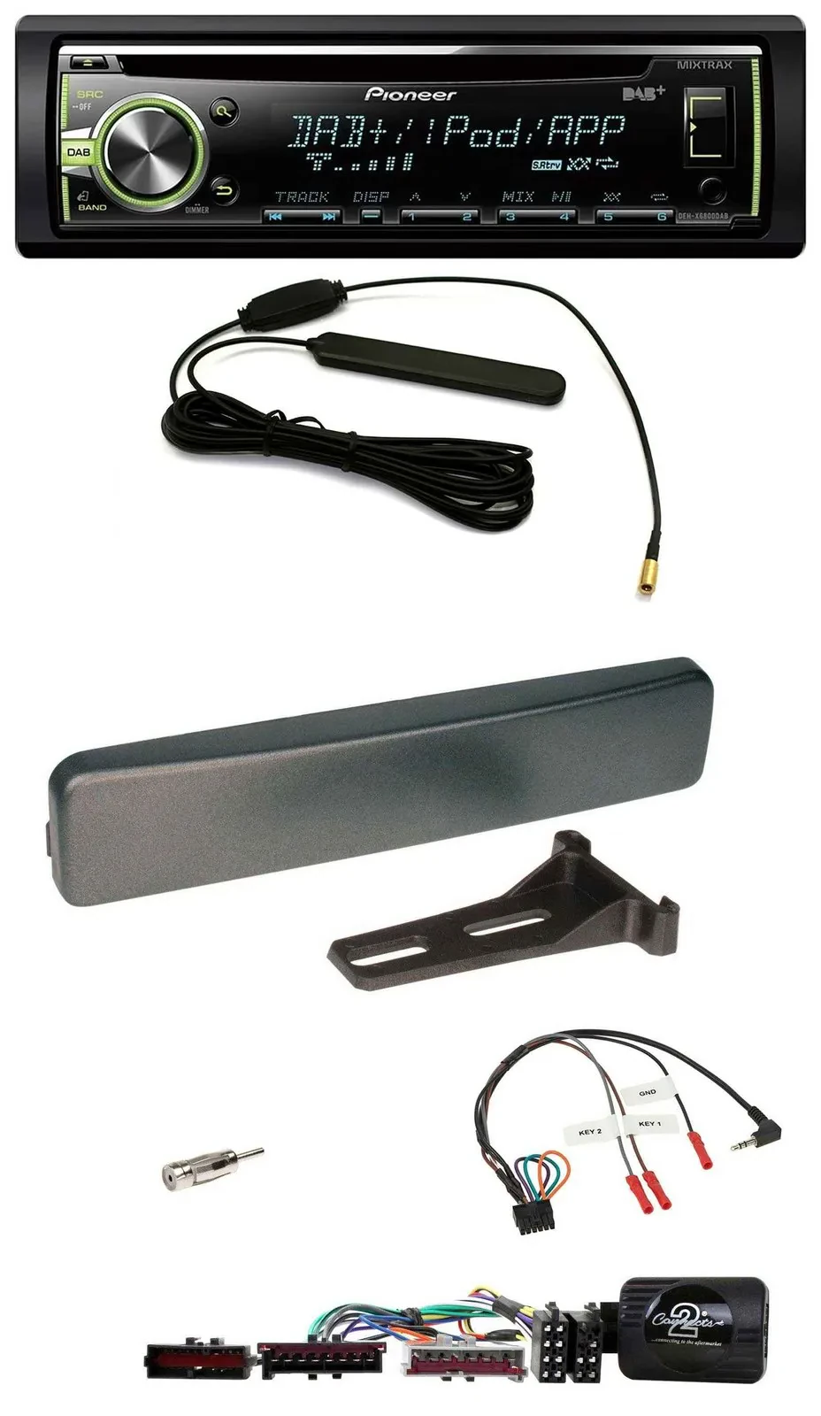 Автомагнитола Pioneer CD/USB/MP3, DAB, совместима с кнопками на руле, для Ford Mondeo/Focus, антрацит