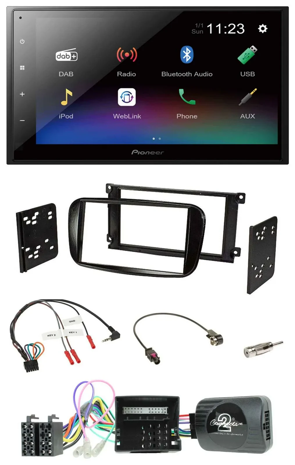 Pioneer USB Bluetooth DAB 2DIN Lenkrad Autoradio für Ford Focus C-Max CAN-Bus gl