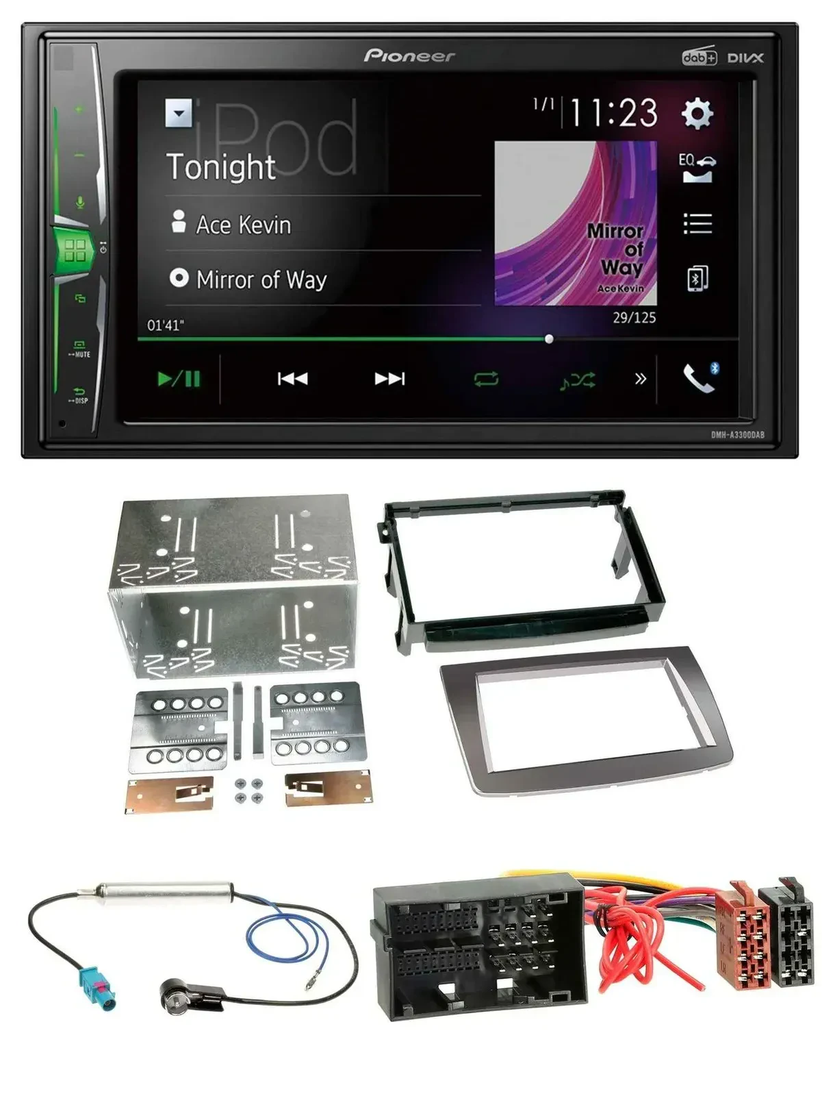 Автомагнитола для Alfa Romeo MiTo Pioneer 2-DIN MP3 DAB USB Bluetooth серебристая