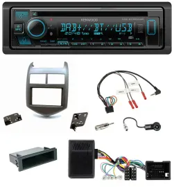 Kenwood Bluetooth DAB CD Lenkrad USB Autoradio für Chevrolet Aveo ab 11 dunkelgr