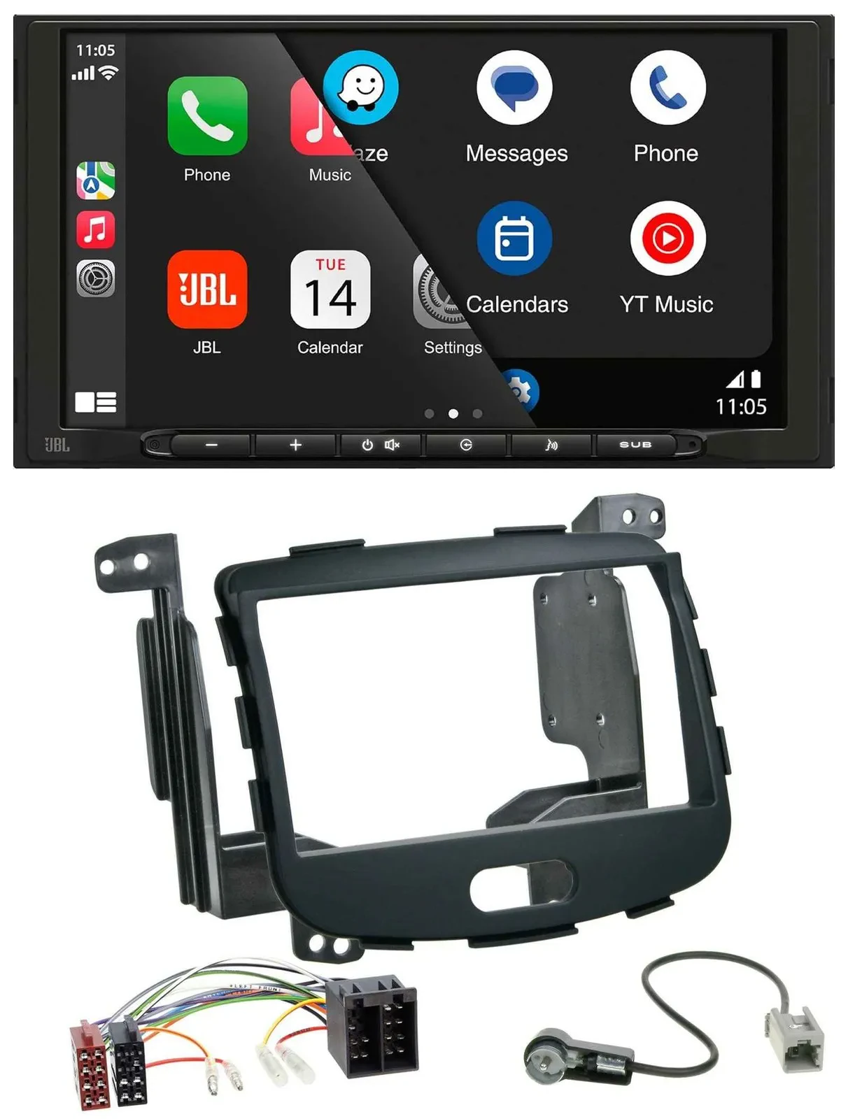 JBL USB 2DIN MP3 Bluetooth AUX Autoradio für Hyundai i10 08-13 Rubber Touch