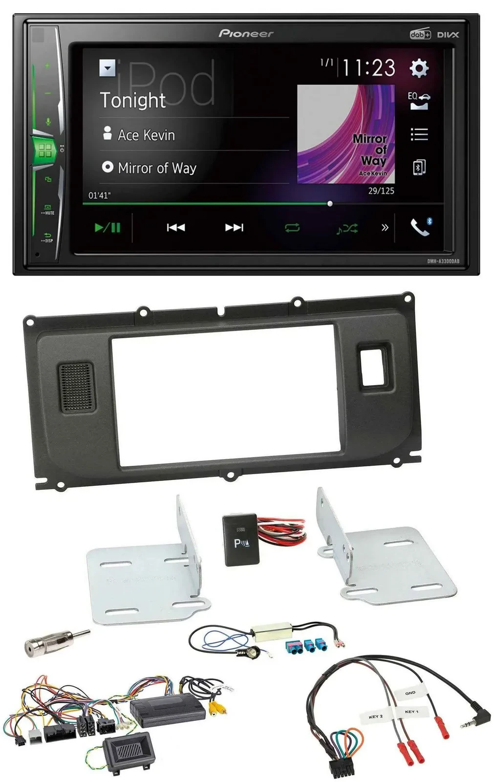 Автомагнитола для Land Rover Evoque (с 2014) Pioneer 2-DIN, DAB, USB, Bluetooth, поддержка управления на руле