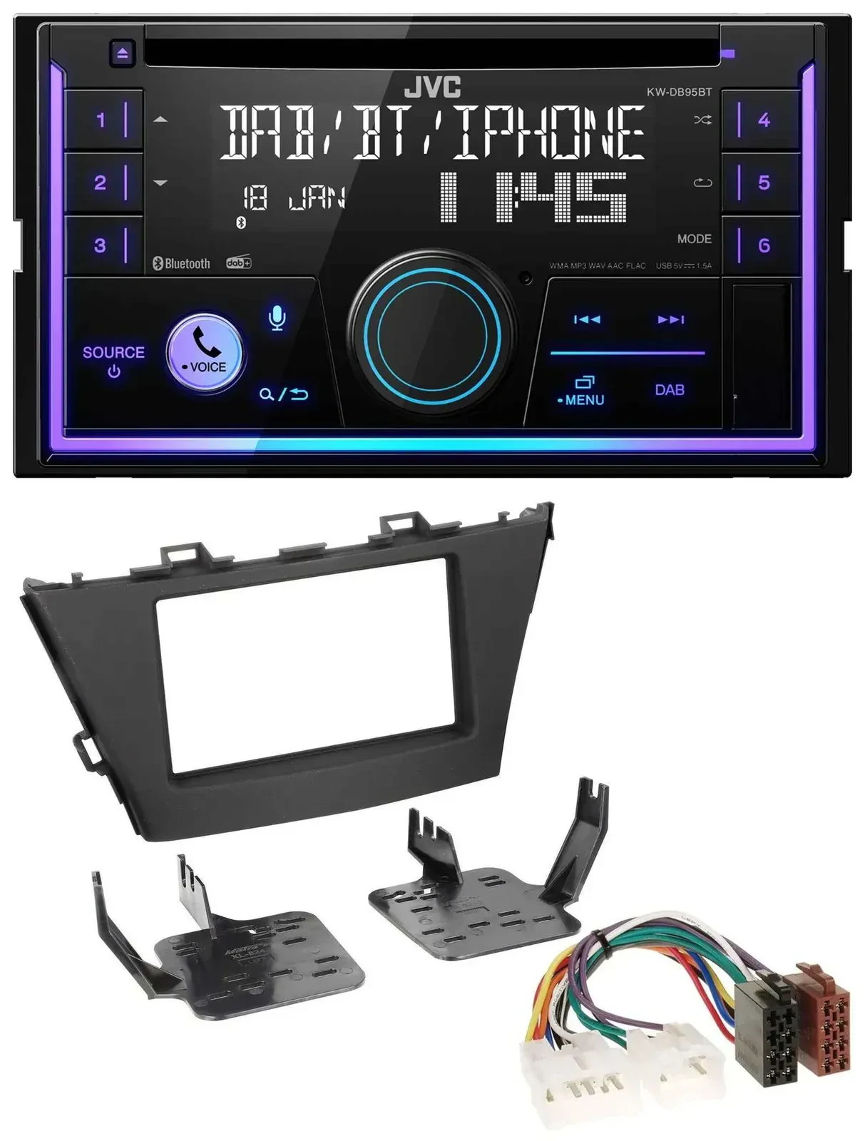 Автомагнитола JVC 2DIN DAB Bluetooth CD USB MP3 для Toyota Prius+ (с 2012)