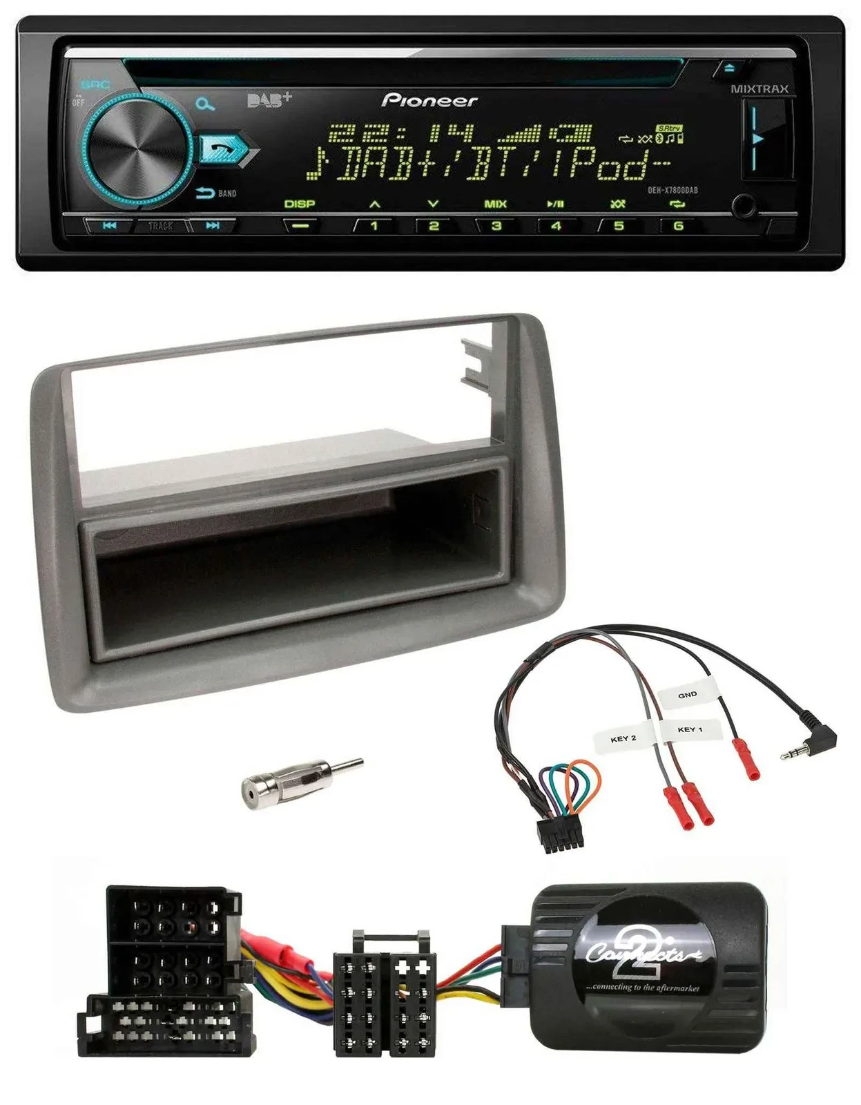 Pioneer DAB Lenkrad CD USB Bluetooth Autoradio für Alfa GT 147 Ablage silber