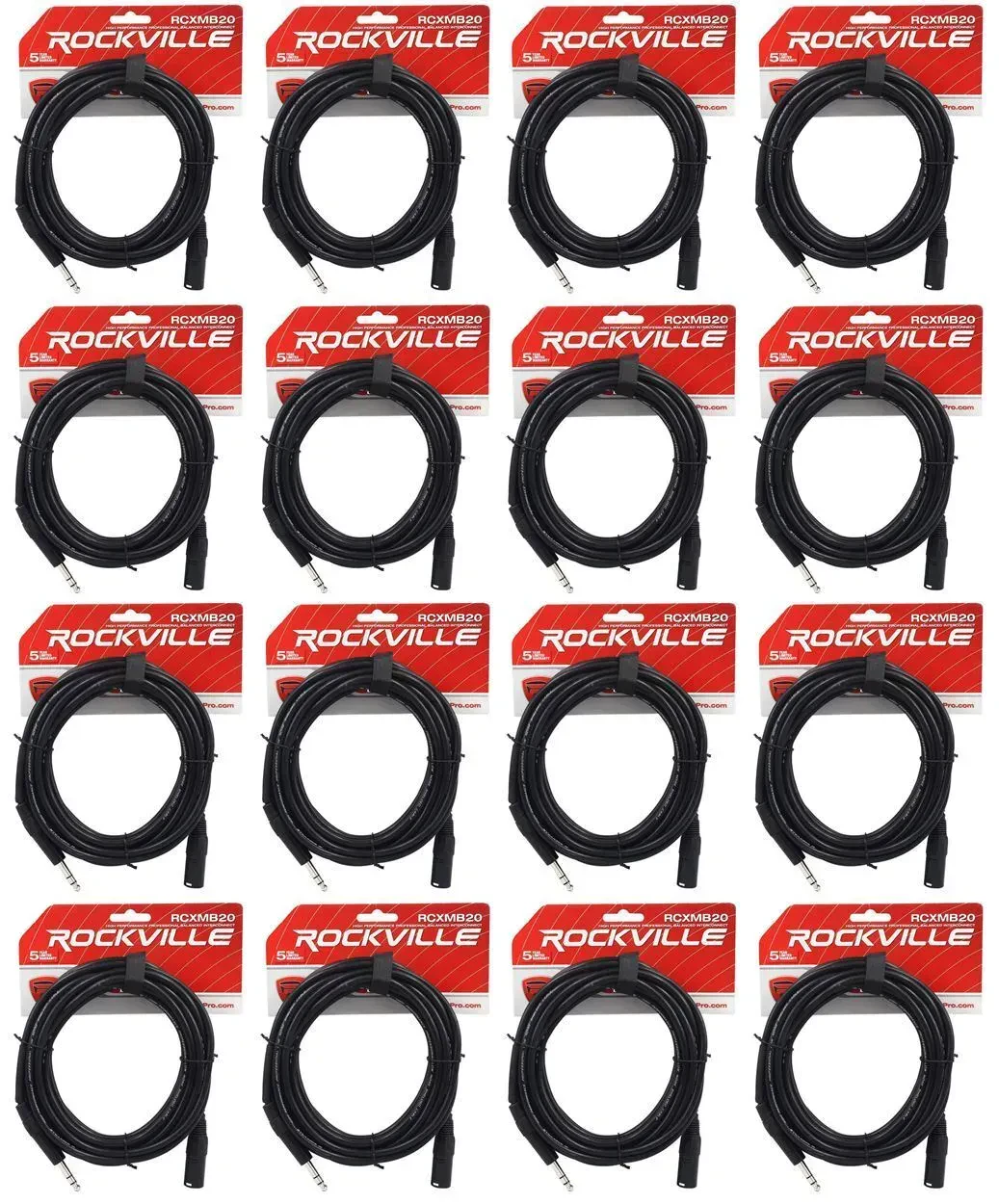 Коммутационный кабель Rockville RCXMB20-B Black 6.1 м (16 штук)