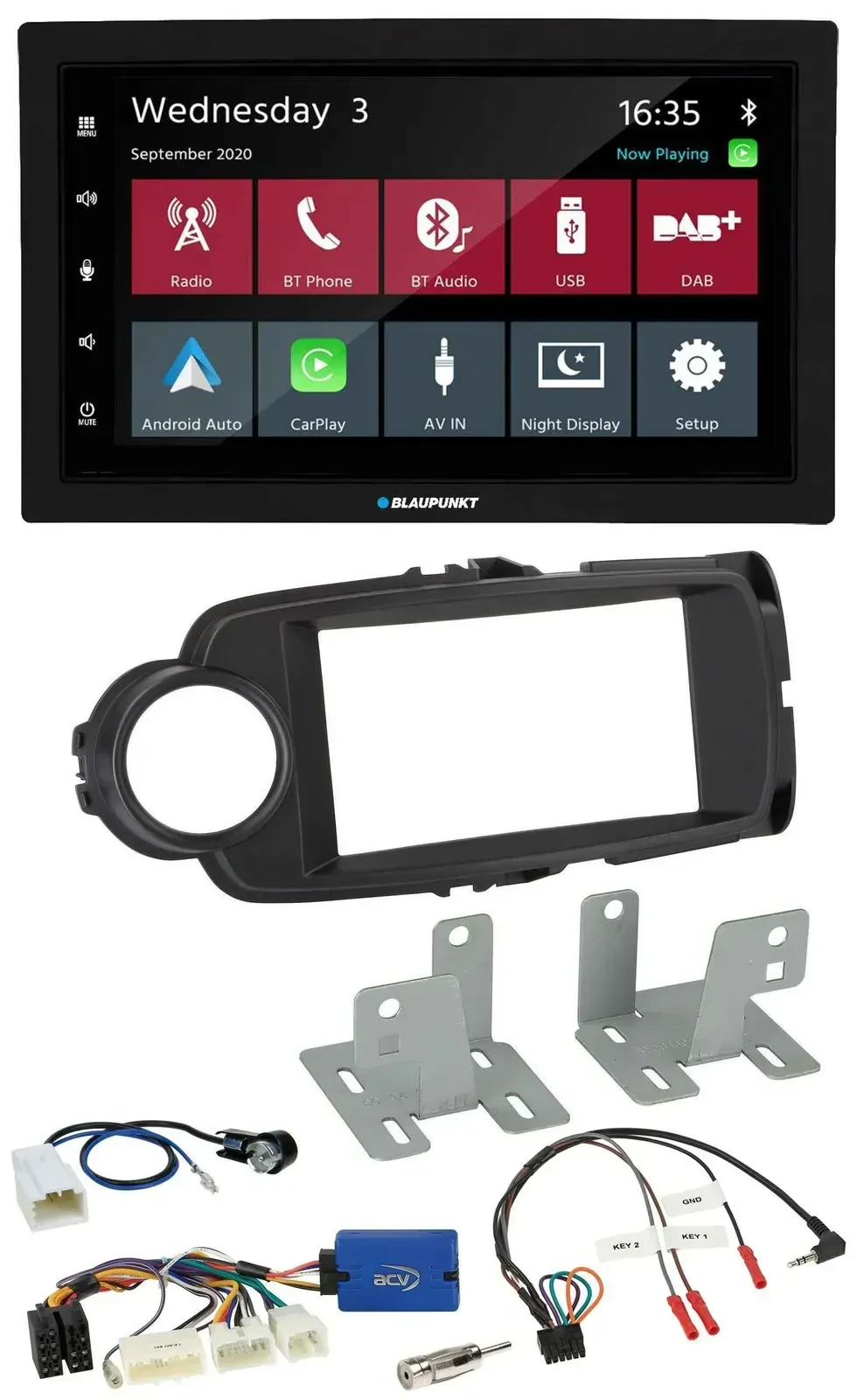 Blaupunkt 2DIN Lenkrad USB Bluetooth DAB Autoradio für Toyota Yaris ab 2014 schw