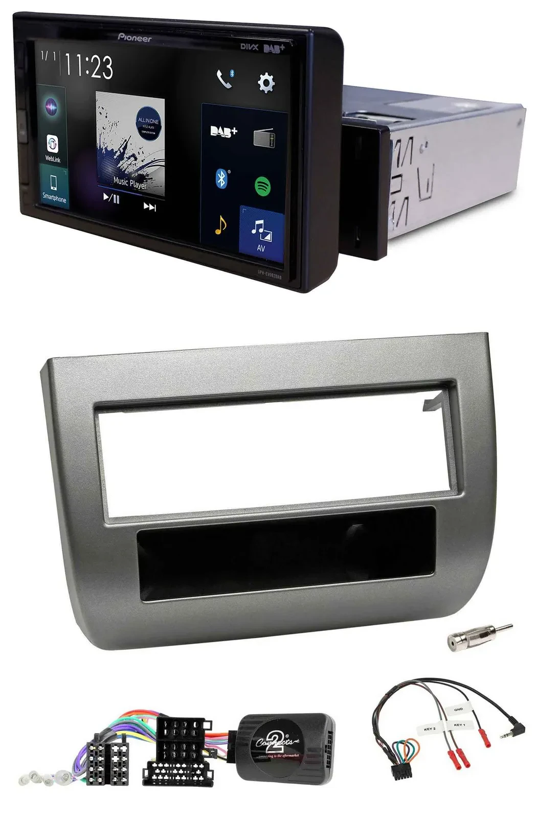 Автомагнитола для Lancia Y (843) 2005–2011 Pioneer DAB, Bluetooth, USB темно-серый