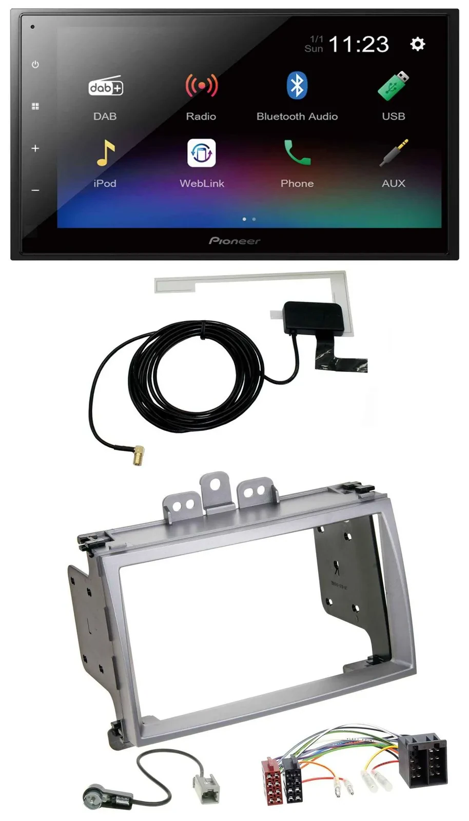 Pioneer DAB MP3 Bluetooth 2DIN USB Autoradio für Hyundai i20 2009-2012 silber